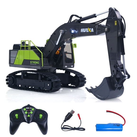 HUINA 1/18 Electric RC RTR Excavator 1661 Remote Control Digger Finished Model Battery Light Effects Metal Bucket No Sound