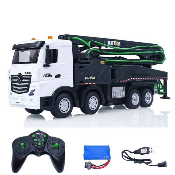 HUINA 1/18 Remote Control Concrete Pump Truck 1381 RTR Construction Vehicle Manual Support Leg Light Sound System Battery