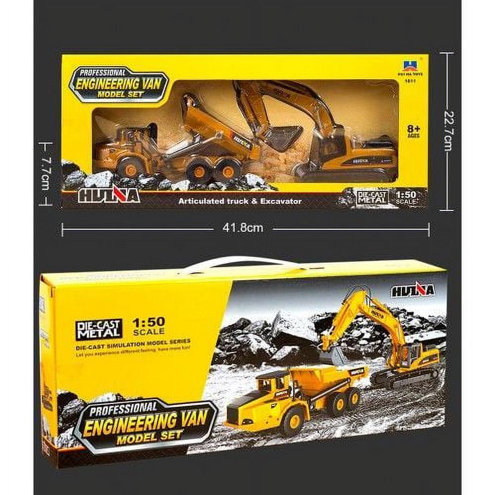 HUINA Excavator And Dump Truck Die Cast Metal Construction Toy Truck 1