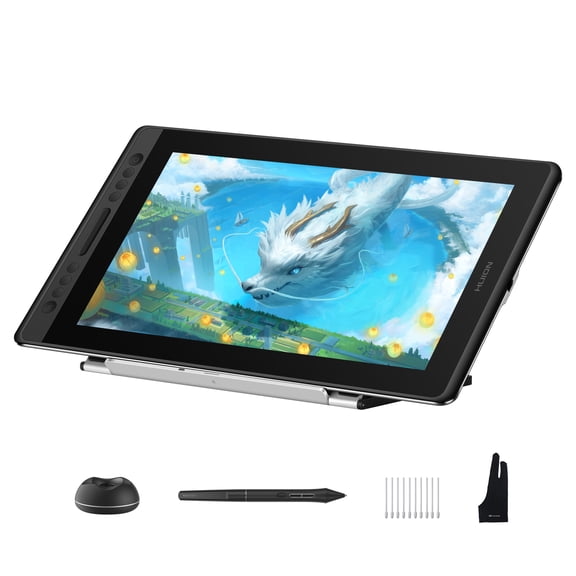 Huion 15.6" Drawing Tablet with Screen, Full Laminated, 16384 Pressure, Battery-Free Pen, Touch Bar & 6 Keys, PC/Mac/Linux