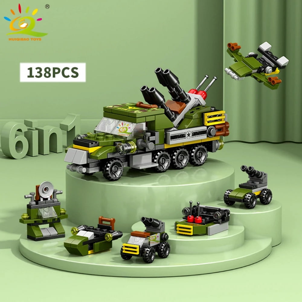 HUIQIBAO 6IN1 City Engineering Car Police Truck Building Blocks Tank ...
