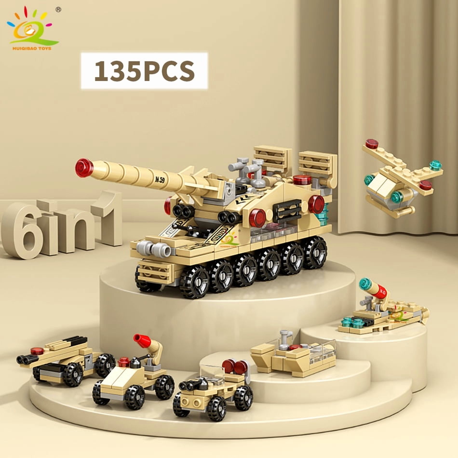 HUIQIBAO 6IN1 City Engineering Car Police Truck Building Blocks Tank ...