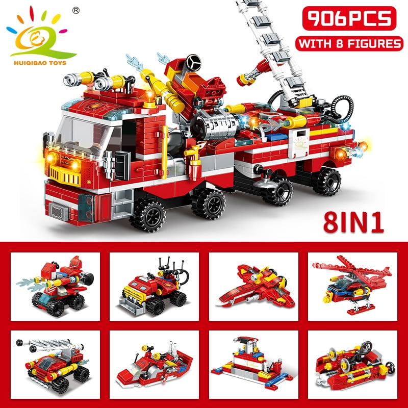 Firefighting Toy HUIQIBAO City Fire Truck Model Building Blocks Firefighting Set Fireman ...