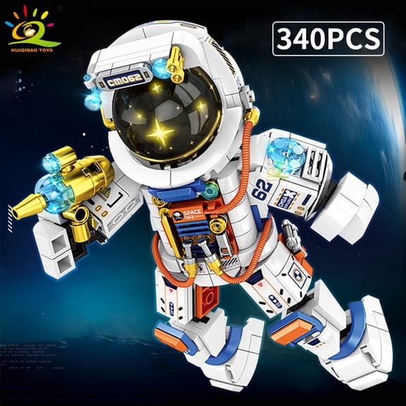 HUIQIBAO MOC Space Stastion Astronaut Rocket Model Building Block Model Aerospace Man DIY Ornament Bricks Toy For Children Kids