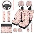 thumbnail image 1 of HUISEFOR 14 Packs Red Cherry Car Seat Cover Full Set Breathable Elastic Including Car Steering Wheel Cover, Center Console Cover, Seat Belt Cover, Headrest Covers, for Most Truck SUV, 1 of 7