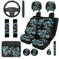 thumbnail image 1 of HUISEFOR 14 Packs Sea Turtles Car Seat Cover Full Set Scratchproof Elastic Including Steering Wheel Cover, Armrest Cover, Belt Cover, Headrest Covers, Universal Fit for Cars SUV Trucks, 1 of 5