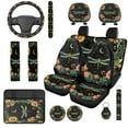 thumbnail image 1 of HUISEFOR 14 Pcs Dragonfly Sunflower Car Seat Cover Full Set Anti Slip Including Armrest Cover, Belt Cover, Headrest Covers, Elastic, Easy Installation, Universal Size Fit for Most Cars, 1 of 4