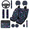 thumbnail image 1 of HUISEFOR 14 Pcs Halloween Bat Car Seat Cover Full Set Non Slip Breathable Including Steering Wheel Cover, Armrest Cover, Belt Cover, Head Rest Protector, Suitable for Most Cars SUV, 1 of 5