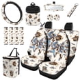 thumbnail image 1 of HUISEFOR 15 Packs Cow Print Bow Car Seat Cover Full Set Scratch-Resistant Including Steering Wheel Cover, Belt Cover, Breathable, Non Slip, Easy Installation, Fit for Most Cars, Auto, SUVs, 1 of 7