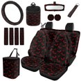 thumbnail image 1 of HUISEFOR 15 Packs Red Bat Car Seat Cover Full Set Easy Installation Steering Wheel Cover Seat Belt Cover Rear View Mirror Cover Garbage Can Air Vent Storage Bag Keychain Car Trash Can, 1 of 7