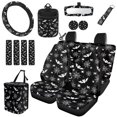 thumbnail image 1 of HUISEFOR 15 Packs Spider Web Car Seat Cover Full Set Non Slip Comfortable Steering Wheel Cover Seat Belt Cover Car Trash Can Air Vent Storage Bag Coasters Fit for Most Cars, Auto, SUVs, 1 of 7