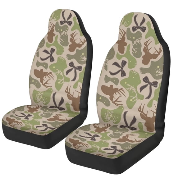 HUISEFOR 2 Pack Camouflage Deer Car Seat Covers Breathable Comfortable Car Seat Covers Protector, Soft, Elastic, Easy to Installation, Universal Size Fit for Most Sedan SUV