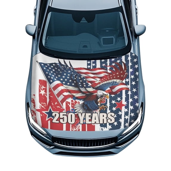 HUISEFOR 250 Years Car Hood Cover Patriotic Car Hood Cover Protector Elastic Fabrics Cars Exterior Accessories All-Season Protection Universal Fit for Cars SUV