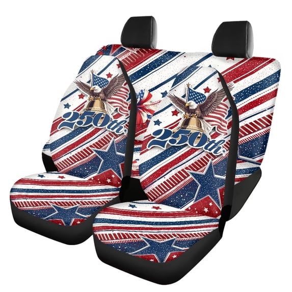 HUISEFOR 250 Years Car Seat Cover Set Breathable Anti Slip 4 Piece Car Seat Cover Full Set Elastic Polyester Cars Accessories All-Season Protection Fit for Most Cars SUVs