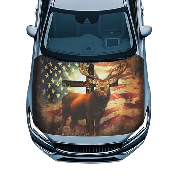 HUISEFOR 250th Anniversary Car Hood Cover Stretchable Car Hood Cover Protector Personalized Cars Exterior Accessories All-Season Protection Universal Fit for Cars SUV