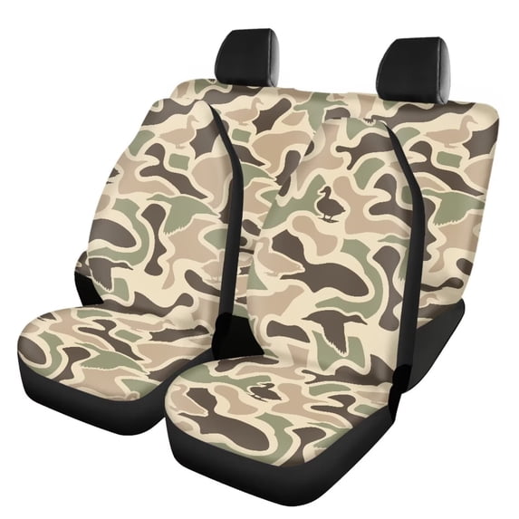 HUISEFOR 4 Pack Car Seat Cover Full Set Elastic Polyester Anti Slip Comfortable, All‑Season Protection, Front and Back Split Bench Protector, Universal Fit for SUV Sedan