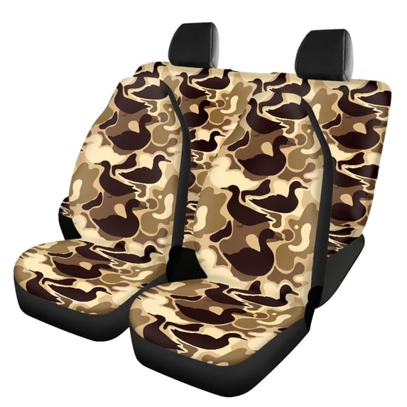 HUISEFOR 4 Pack Duck Camo Car Seat Covers Full Set Breathable Elastic Front and Back Seat Covers Protectors, Comfortable Soft, Easy to Installation, Universal Fit for Cars SUV