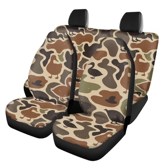 HUISEFOR 4 Pcs Camo Duck Car Seat Covers Full Set Comfortable Soft Elastic, All‑Season Protection, Cars Accessories, Front and Back Seat Covers Protectors, Fit for Most Cars SUVs