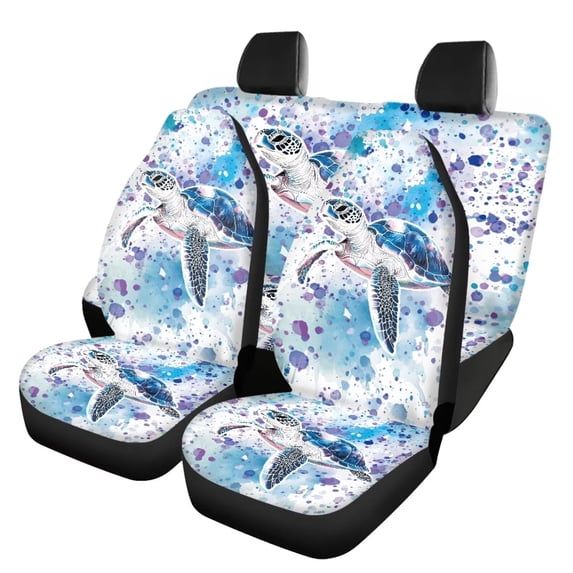 HUISEFOR 4 Pieces Car Seat Covers Full Set Breathable Soft Front and Back Seat Covers Protectors Elastic Easy to Installation Universal Fit for Most Cars SUVs, Sea Turtle