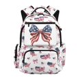 thumbnail image 1 of HUISEFOR American Flag Bows Backpack for School Kids Girls 17 Inches Large Capacity College Students Backpacks with Front Zipper, Lightweight Waterproof Shoulder Bookbag Age 6-18, 1 of 6