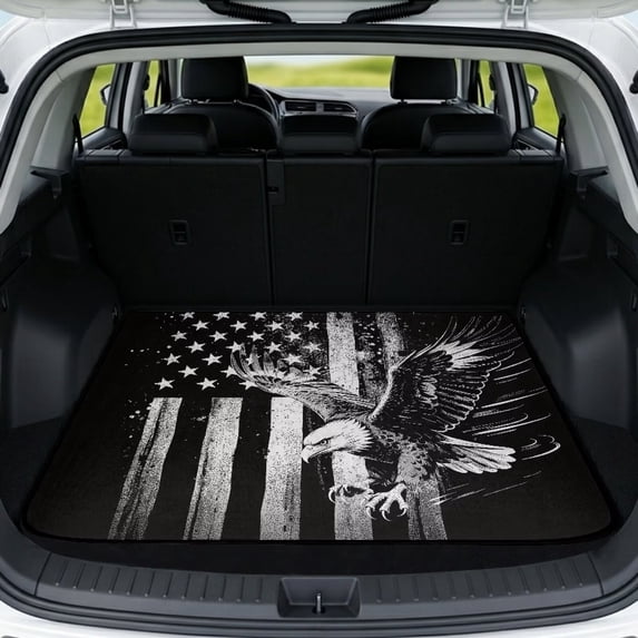 HUISEFOR American Flag Eagle Car Trunk Mat Stylish All Weather Trunk Protection Cargo Liner 29" x 39" Easy Installation Universal Fit for Most Cars SUV
