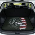 thumbnail image 1 of HUISEFOR American Flag Wolf Car Trunk Mat 29" x 39", Universal Scratchproof Cargo Liner Non Slip Car Accessories, Universal Fit for Most Cars SUVs, 1 of 7
