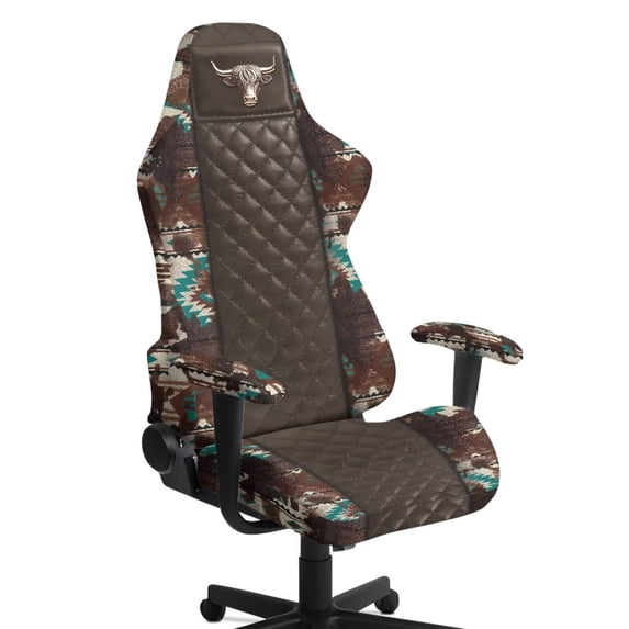 HUISEFOR Aztec Gaming Chair Cover with Armrest Covers Highland Cow Computer Chair Covers for Office Easy to Install Soft Game Chair Slipcovers with Elastic Edge Gift for Holiday