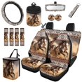thumbnail image 1 of HUISEFOR Aztec Horse Car Seat Cover Full Set Breathable Non Slip with Steering Wheel Cover Seat Belt Cover Air Vent Storage Bag Car Trash Can Rear View Mirror Cover Keychain Coasters, 1 of 7