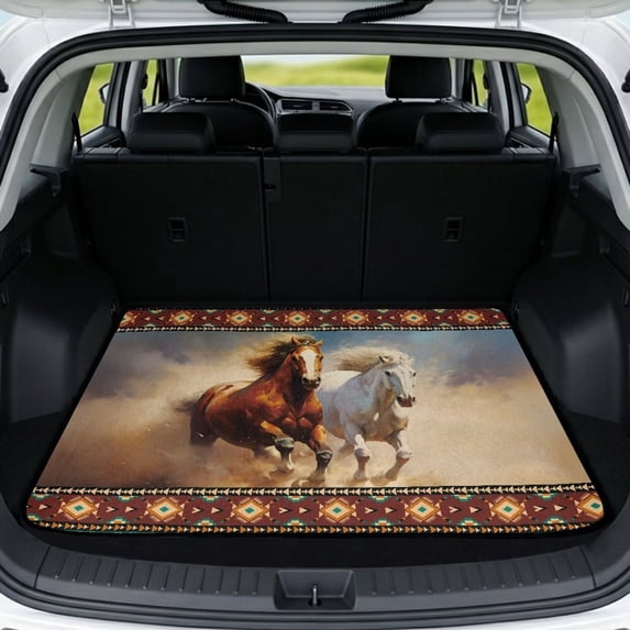 HUISEFOR Aztec Horse Car Trunk Mat, Universal Car Trunk Mat Non-Slip Anti-Scratch Cars Accessories Full Protection Suitable for Most Cars
