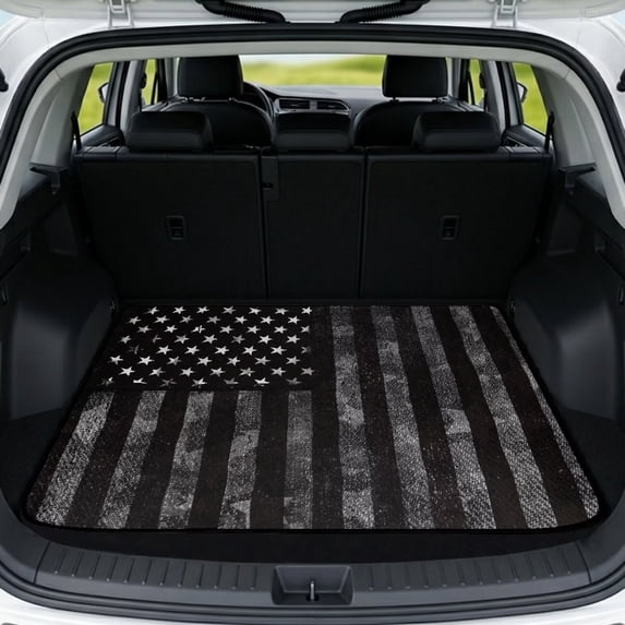 HUISEFOR Black American Flag Car Trunk Mat Non-Slip All Weather Trunk Protection Cargo Liner Anti-Scratch Full Protection Universal Fit for Most Vehicle