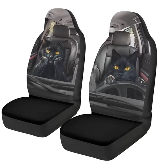 HUISEFOR Black Cat Car Seat Cover Breathable Soft Car Seat Covers Protector Elastic Polyester Removable Automotive Accessories Universal Fit for Most Sedan SUV