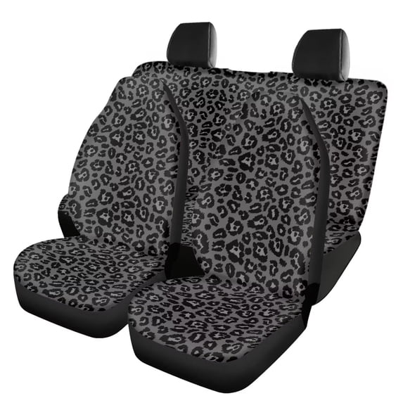 HUISEFOR Black Leopard Print Car Seat Cover Set Breathable Comfortable Four Piece Car Seat Covers Set Elastic Removable Automotive Accessories Fits Vehicle Cars SUV