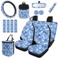 thumbnail image 1 of HUISEFOR Blue Dog Paw Prints Car Seat Cover Full Set Breathable 15 Pieces Set with Car Steering Wheel Cover, Seat Belt Cover, Air Vent Storage Bag, Fit for Most Sedans SUVs, 1 of 7