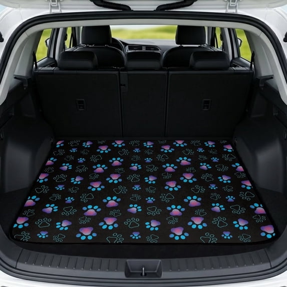 HUISEFOR Blue Dog Paw Prints Car Trunk Mat 29" x 39" Anti Slip Cargo Mat Rear Trunk Liner Full Protection Vehicle Interior Accessories Suitable for Most Cars SUV