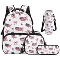 thumbnail image 1 of HUISEFOR Bow American Flag Kids Backpack for School 4 Piece 17 Inch Girls Backpack with Lunch Box Pencil Case Water Bottle Holder Kids Backpacks Lightweight for Students and Teens, 1 of 7