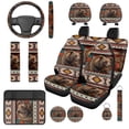 thumbnail image 1 of HUISEFOR Brown Bear Car Seat Cover Full Set Breathable Scratch-Resistant Including Car Steering Wheel Cover, Belt Cover, Armrest Cover, Head Rest Protector, Fit for Most Cars, Auto, SUVs, 1 of 7