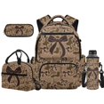 thumbnail image 1 of HUISEFOR Brown Camo Bow Kids Backpack Set 17 Inch Flap School Bag with Lunch Bag, Pencil Case and Water Bottle Holder Large Capacity for Girls 6-8, 1st-3rd Grade, 1 of 7