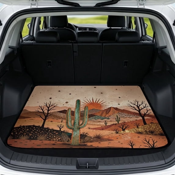 HUISEFOR Cactus Car Trunk Mat 29" x 39" Anti Slip Scratchproof Cargo Mat Rear Trunk Liner, Full Protection, Easy To Clean, Easy Installation, Universal Fit for Most Cars SUV