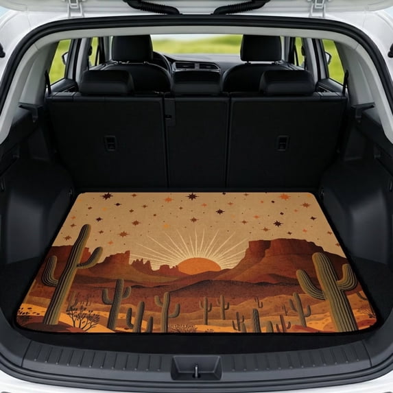 HUISEFOR Cactus Car Trunk Mat for Women 29" x 39" Universal Cargo Mat Rear Trunk Liner Scratchproof Cars Accessories Easy To Clean Suitable for Most Car Models