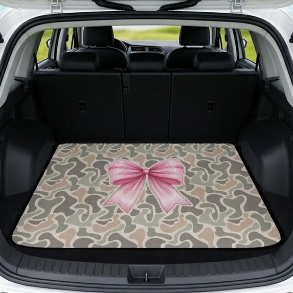 HUISEFOR Camo Bow Car Trunk Mat 29" x 39" Cargo Mat Rear Trunk Liner Non-Slip Anti-Scratch Cars Accessories Easy Installation Universal Fit for Most Cars SUV