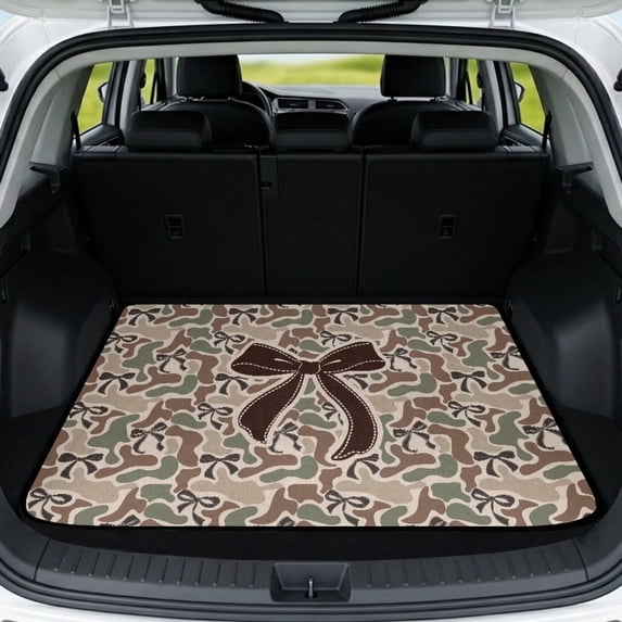 HUISEFOR Camo Bow Car Trunk Mat, All Weather Trunk Protection Cargo Liner Scratchproof Non-Slip Cars Accessories Universal Fit for Most Cars SUV