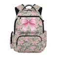 thumbnail image 1 of HUISEFOR Camo Bow School Backpack for Girls Large Capacity Bookbag with Front Zipper, 17 Inch Lightweight School Bag Casual College Students Backpacks Comfortable Daypack, 1 of 7