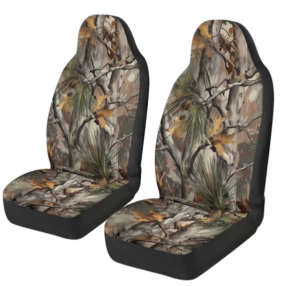 HUISEFOR Camo Hunting Car Seat Cover Elastic Polyester Front Seat Protector Cover Breathable Cars Accessories Easy to Install Universal Size Fit for Most Sedan SUV