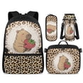 thumbnail image 1 of HUISEFOR Capybara Print Kids Backpack Set 4 Pcs Cartoon Breathable Kids School Bag with Lunch Box, Pencil Case and Water Bottle Cover for Capybara Lover Kids, 1 of 8