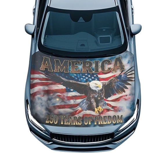 HUISEFOR Car Hood Cover Patriotic Car Hood Cover Protector 250th Anniversary All-Season Protection Cars Exterior Accessories Elastic Fabrics Universal Fit for Cars SUV