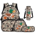 thumbnail image 1 of HUISEFOR Cartoon Duck Kids Backpack for School 4 Piece 17 Inch Girls Backpack with Lunch Box Pencil Case Water Bottle Holder Kids Backpacks Lightweight for Girls 6-8, 1st-3rd Grade, 1 of 7