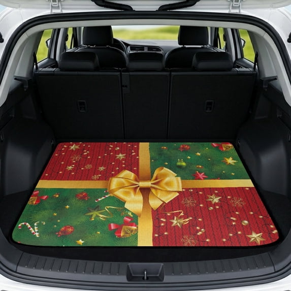 HUISEFOR Christmas Rear Trunk Mat 29" x 39", Scratchproof Universal Cargo Liner Full Protection for Most Cars SUV