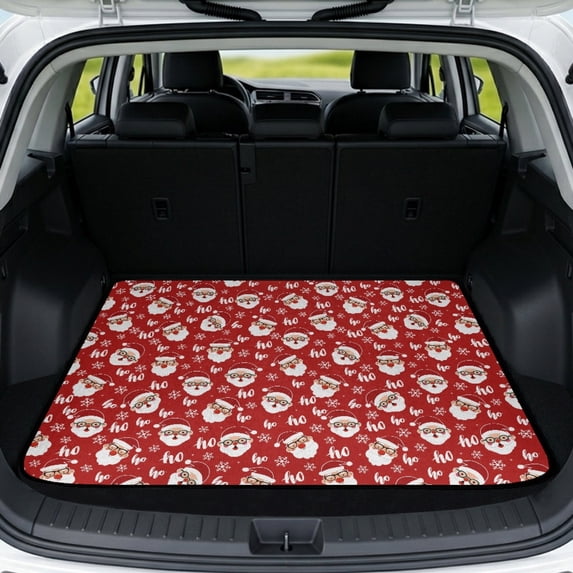 HUISEFOR Christmas Santa Claus Bow Car Trunk Mat 29" x 39" Universal Cargo Mat Rear Trunk Liner Scratchproof Anti Slip Vehicle Interior Accessories Fits for Most Cars SUV