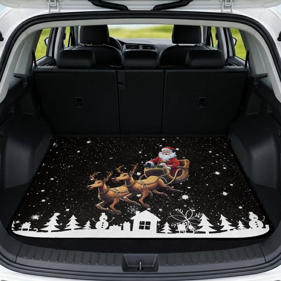 HUISEFOR Christmas Santa Reindeer Car Trunk Mat 29" x 39" Universal Cargo Liner Anti Slip Vehicle Interior Accessories Easy to Clean Fits for Most Cars SUV
