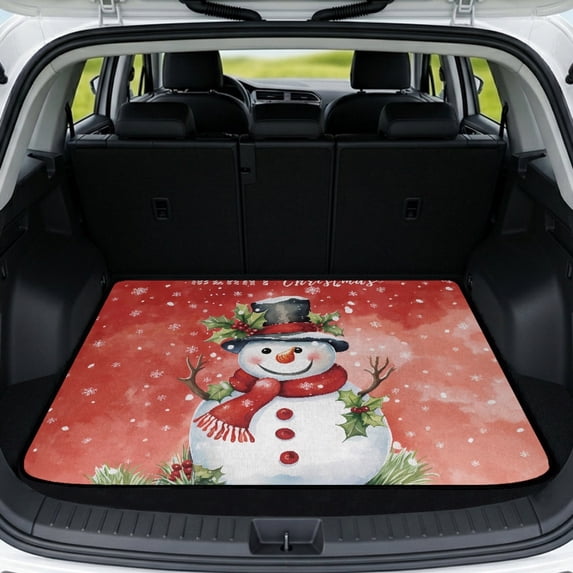 HUISEFOR Christmas Snowman Car Trunk Cargo Mat 29" x 39", Anti-Scratch Rear Trunk Liner Full Protection Car Accessories Universal Fit for Most Vehicle